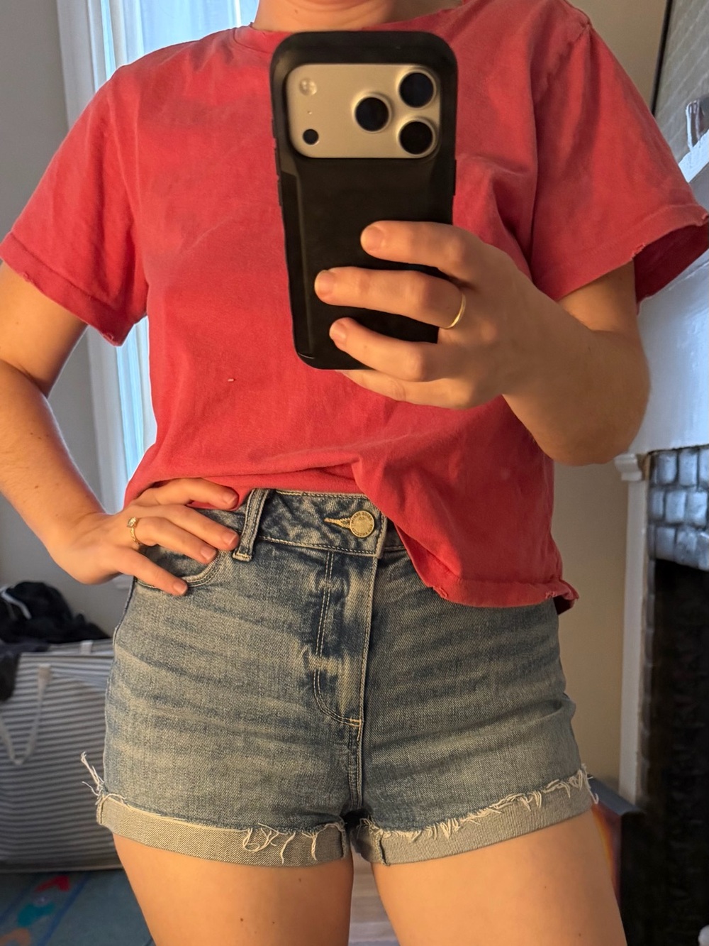 Women's high-waisted denim shorts